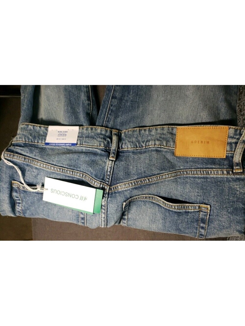 H&M NWT Mom Denim Blue Jeans Loose Fit High Waist Women's Size 12